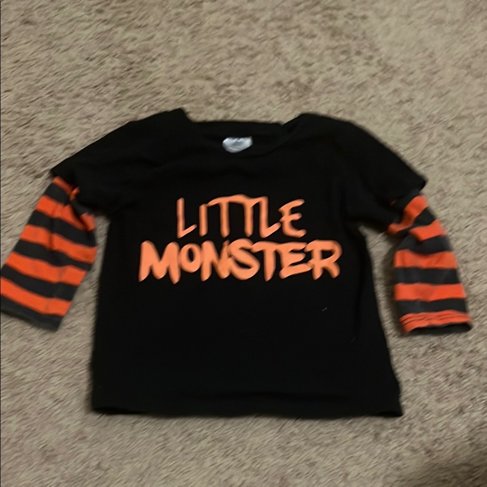 Little Monster Black and Orange Kids Shirt